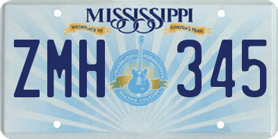MS license plate ZMH345