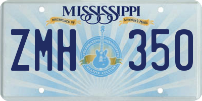 MS license plate ZMH350