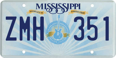 MS license plate ZMH351