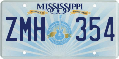 MS license plate ZMH354