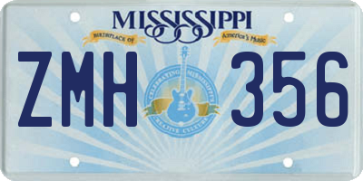 MS license plate ZMH356
