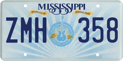 MS license plate ZMH358