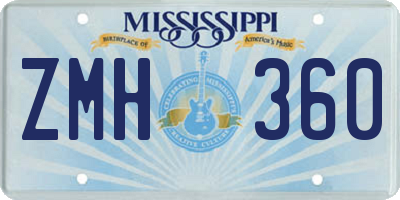 MS license plate ZMH360