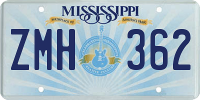 MS license plate ZMH362
