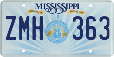 MS license plate ZMH363