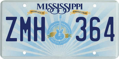 MS license plate ZMH364