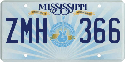 MS license plate ZMH366