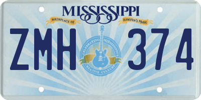 MS license plate ZMH374