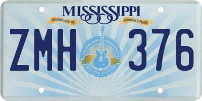 MS license plate ZMH376