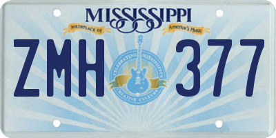 MS license plate ZMH377