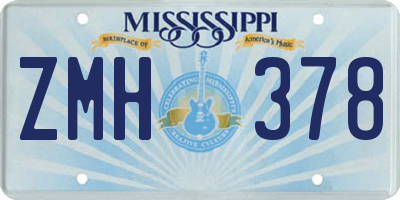 MS license plate ZMH378