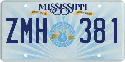 MS license plate ZMH381
