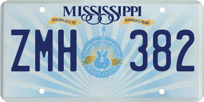 MS license plate ZMH382