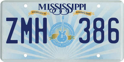 MS license plate ZMH386