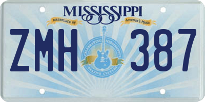 MS license plate ZMH387