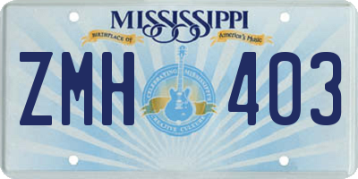 MS license plate ZMH403