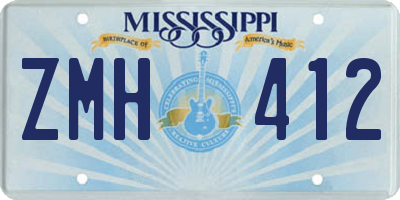 MS license plate ZMH412