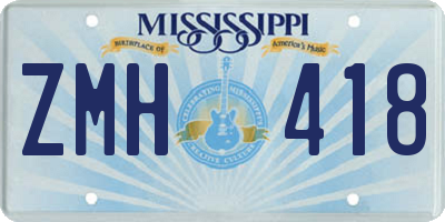 MS license plate ZMH418