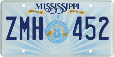 MS license plate ZMH452