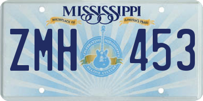 MS license plate ZMH453