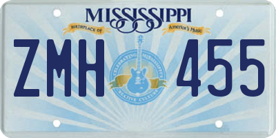 MS license plate ZMH455