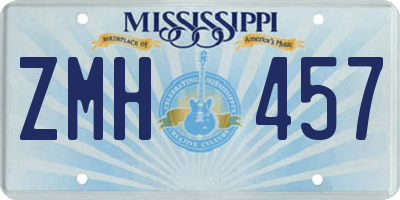 MS license plate ZMH457