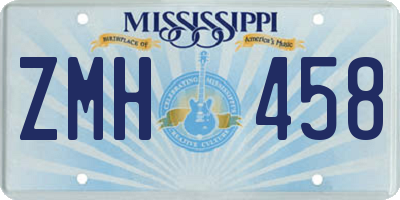 MS license plate ZMH458