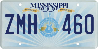 MS license plate ZMH460