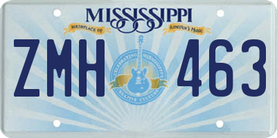 MS license plate ZMH463
