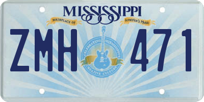 MS license plate ZMH471
