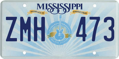 MS license plate ZMH473