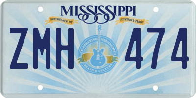MS license plate ZMH474