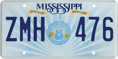 MS license plate ZMH476