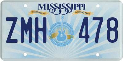MS license plate ZMH478