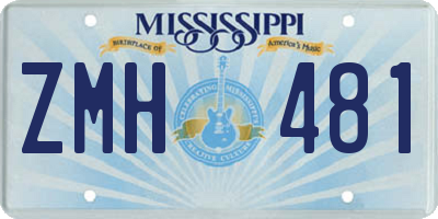 MS license plate ZMH481