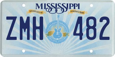 MS license plate ZMH482