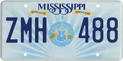 MS license plate ZMH488