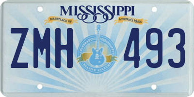 MS license plate ZMH493
