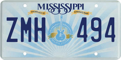 MS license plate ZMH494