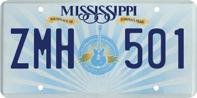 MS license plate ZMH501