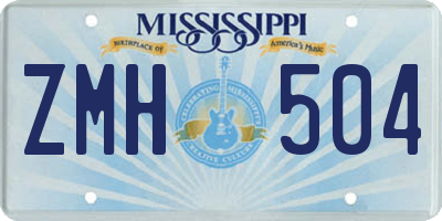 MS license plate ZMH504