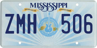 MS license plate ZMH506