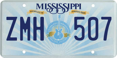 MS license plate ZMH507
