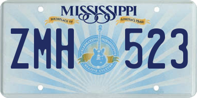 MS license plate ZMH523