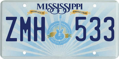 MS license plate ZMH533