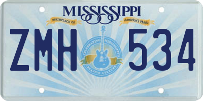 MS license plate ZMH534
