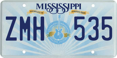 MS license plate ZMH535