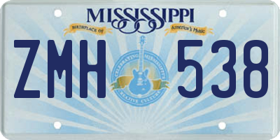 MS license plate ZMH538
