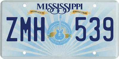 MS license plate ZMH539