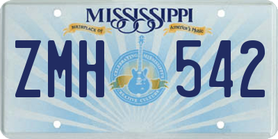 MS license plate ZMH542